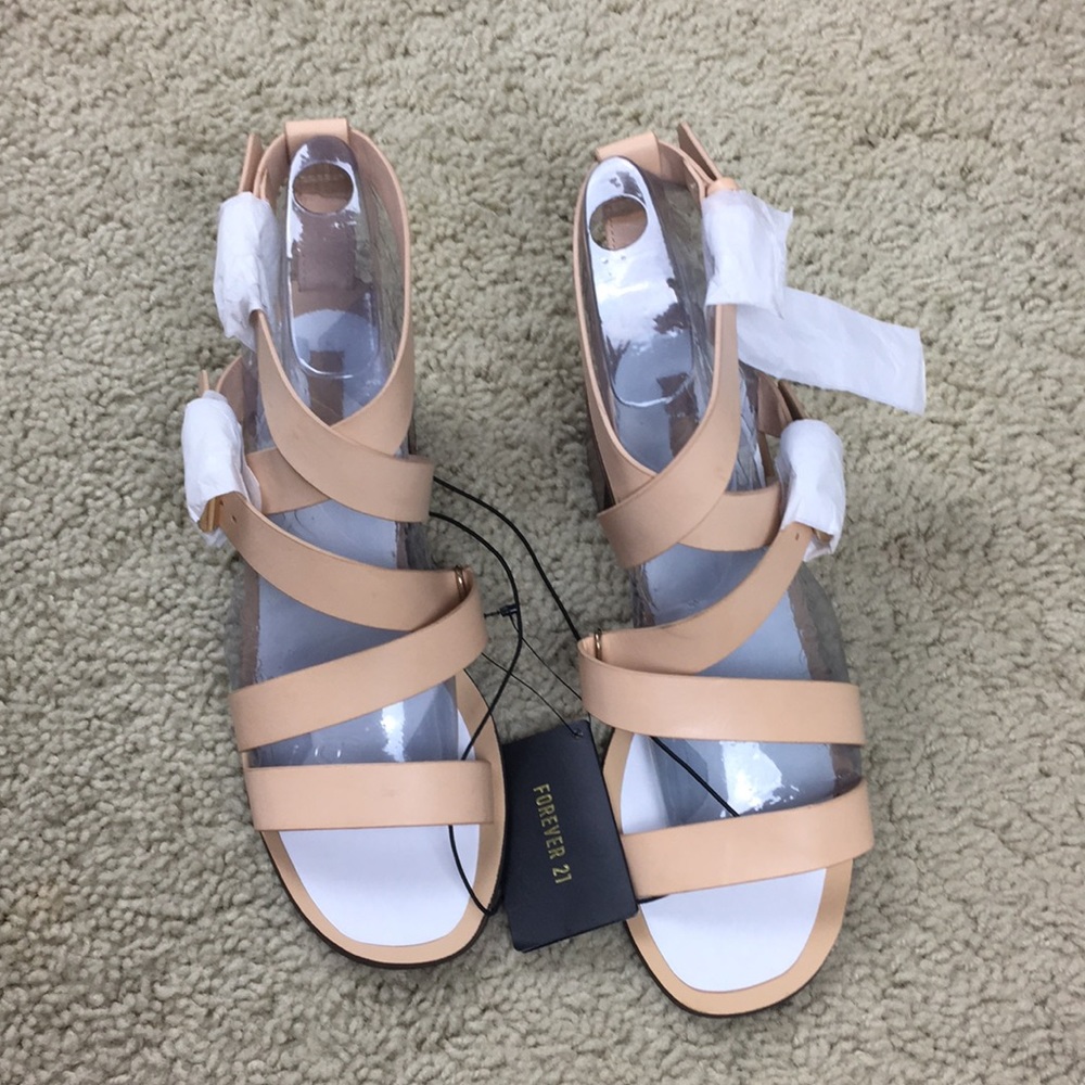 Forever 21 Nude Sandal Heels Shoes Size 6.5 - Picture 2 of 7